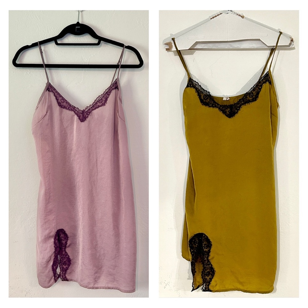 TWO Like new sleep chemise night gown slip lace M